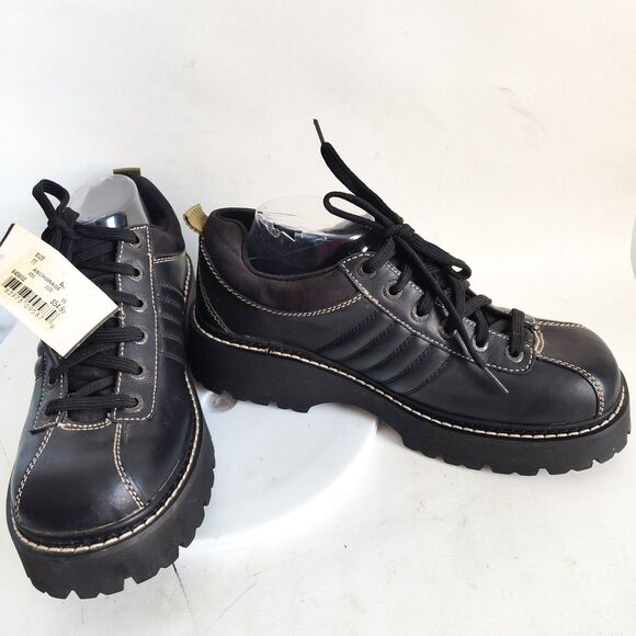 New Vintage Skechers Jammers Shoes Size 11 Black Leather Y2K Chunky Platform Y2K - Picture 6 of 11